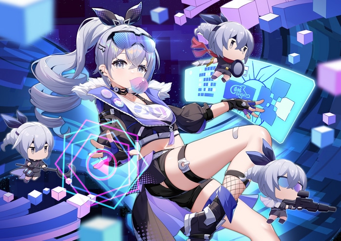 Silver Wolf and Chibi Companions in Honkai: Star Rail