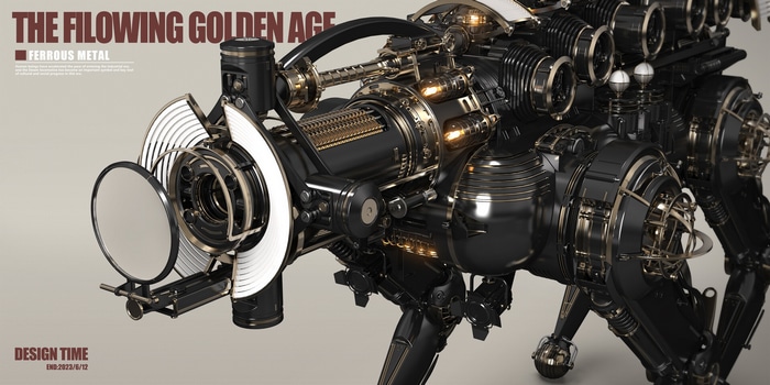 Steampunk ferrous metal robot concept art