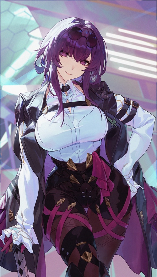 Kafka from Honkai: Star Rail smiling