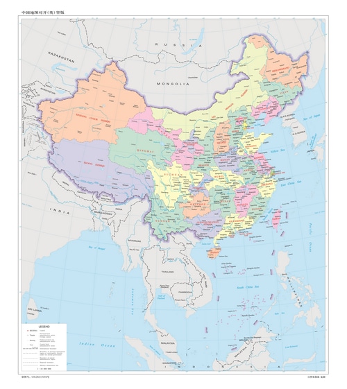 Map of China and surrounding Asian countries