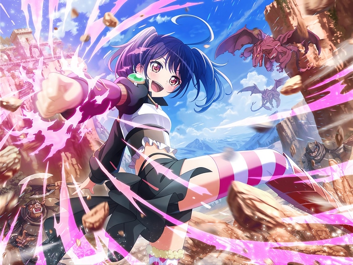 Tsukushi Futaba fighting monsters in BanG Dream!