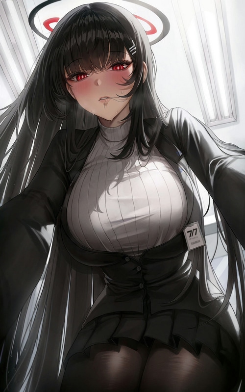 Tsukatsuki Rio from Blue Archive with red eyes