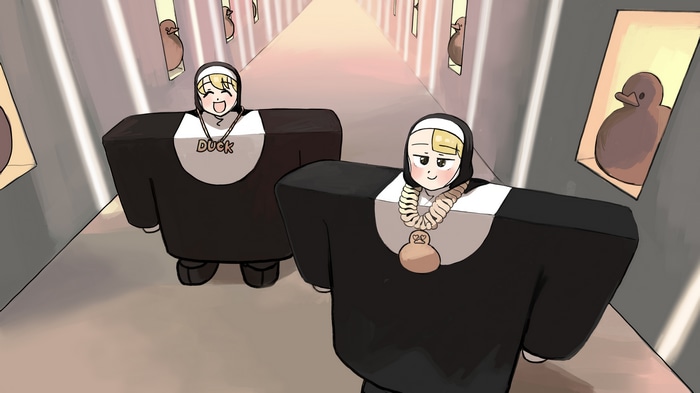 4K parody of nuns with ducks