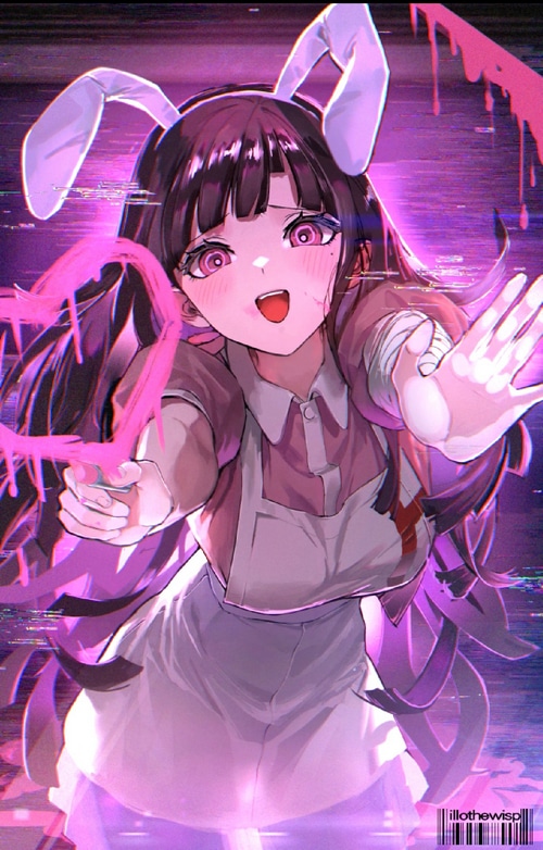 Mikan Tsumiki with Bunny Ears and Pink Heart