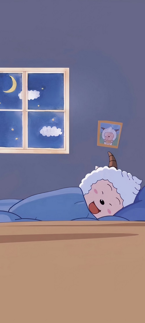 Lazy Sheep sleeping in bed at night