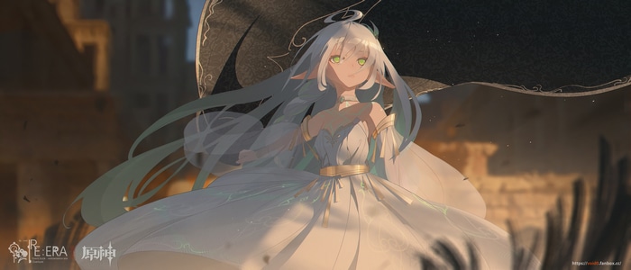 Nahida from Genshin Impact in a white dress