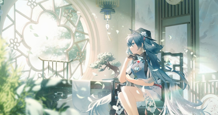 Hatsune Miku in Chinese Clothing by a Window