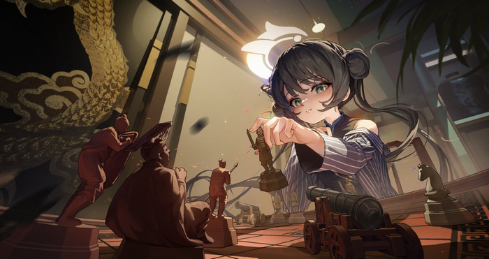 Blue Archive's Kisaki with Chinese Clothing and Chess Pieces
