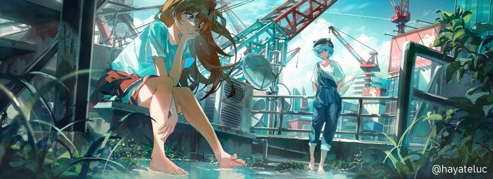 Asuka Langley Soryu and Ayanami Rei in Neon Genesis Evangelion