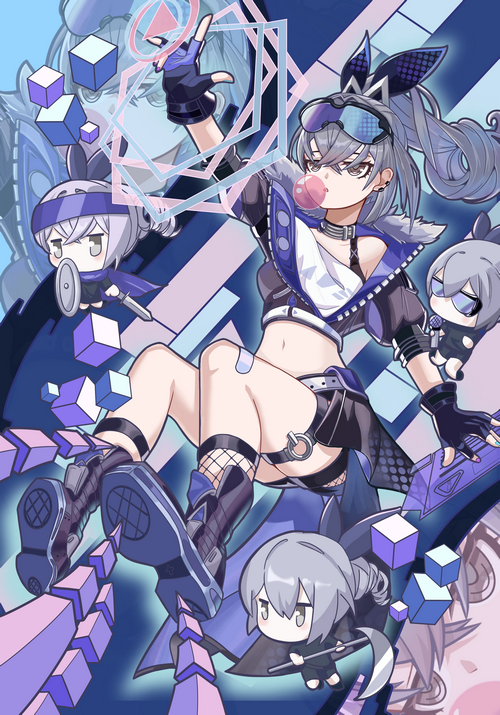 Silver Wolf from Honkai: Star Rail chewing bubble gum