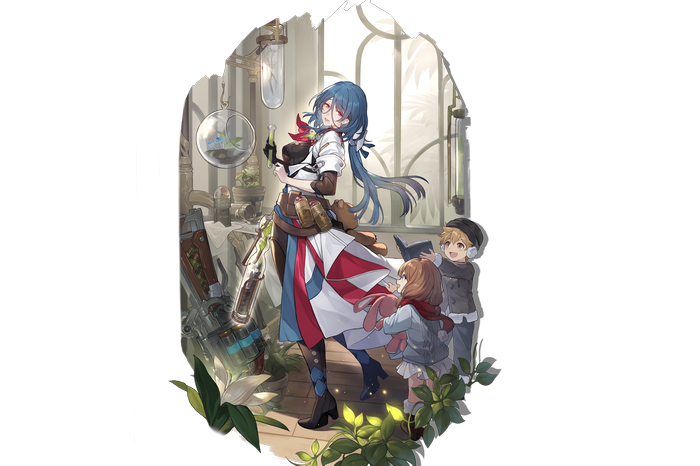 Natasha with children in a greenhouse from Honkai: Star Rail