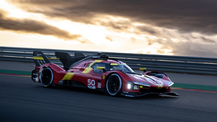 Ferrari 499P race car on a track