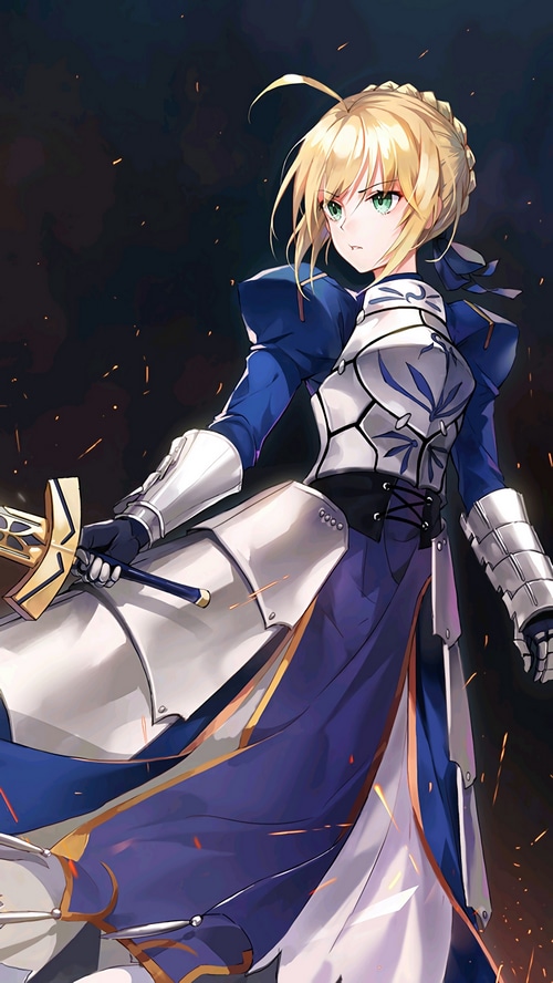 Saber from Fate series holding a sword