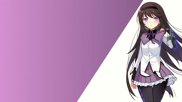 Homura Akemi from Madoka Magica with purple background
