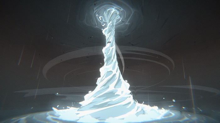 Artwork of a swirling water vortex