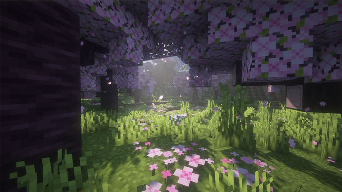 trees, Minecraft, shaders, flowers, sunlight, cube, HD Wallpaper | Rare ...