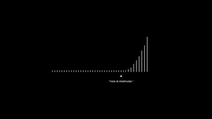 Minimalist chart with motivational text on black background