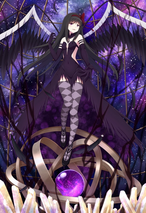 Homura Akemi with Black Wings and Soul Gem
