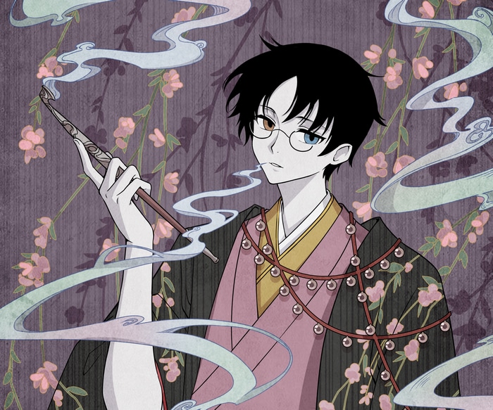 Watanuki Kimihiro from xxxHOLiC smoking a pipe
