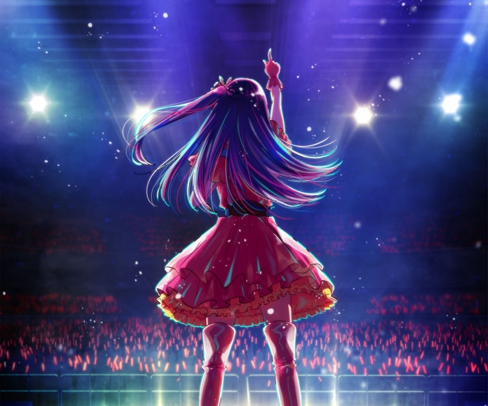 Hoshino Ai performing on stage with lights