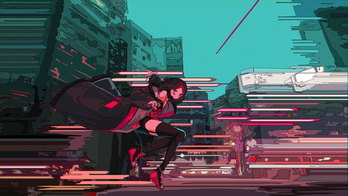 4K AZKi in a futuristic city