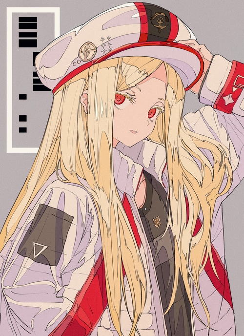 4K Anime Girl with Blonde Hair and Red Eyes