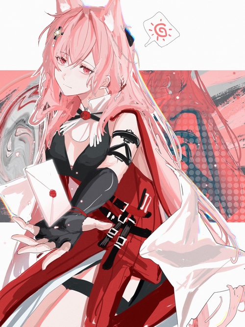 Pozyomka from Arknights holding a letter