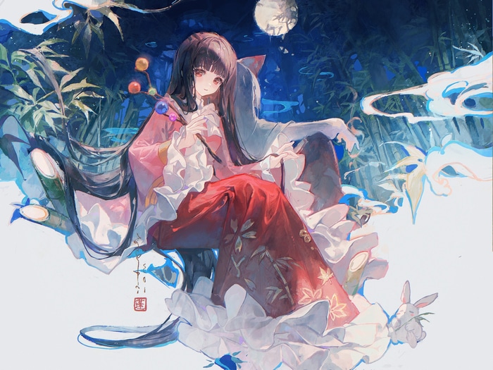 Fujiwara no Mokou and Houraisan Kaguya in a Bamboo Forest