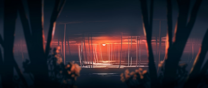 4K Wide Screen Sunset Landscape