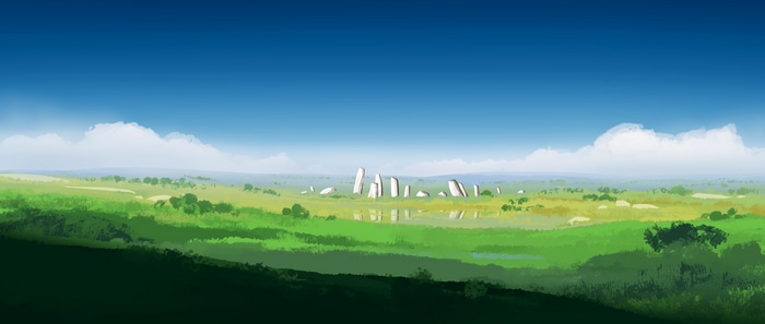 4K wide screen landscape with stone circle
