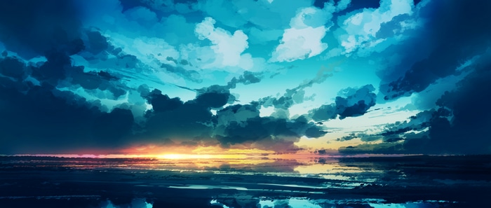 4K Sunset Glow Over Water with Clouds