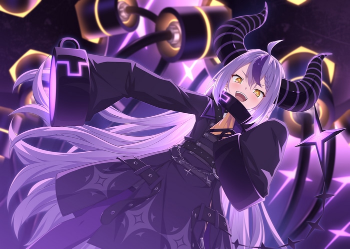 Laplus Darknesss with Devil Horns and Purple Outfit