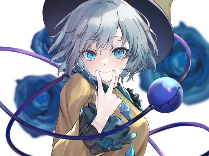 Komeiji Koishi from Touhou with blue eyes and a hat