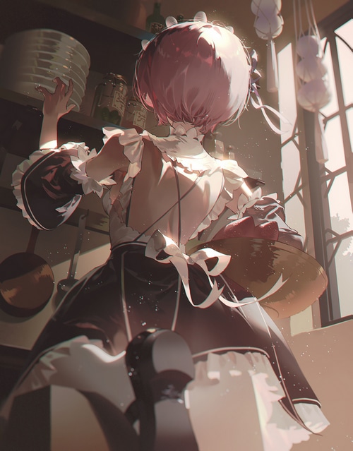 Ram from Re:Zero in a Maid Outfit