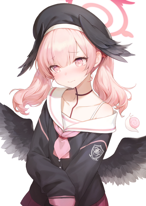 Nyma with pink hair and black wings