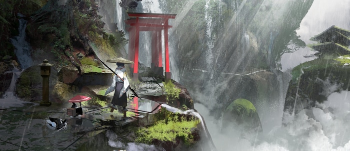 4K Japanese Torii Gate in the Rain