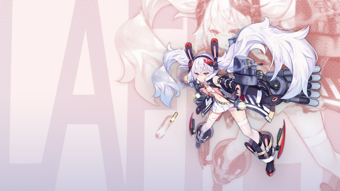 Laffey from Azur Lane with twin tails and weapon