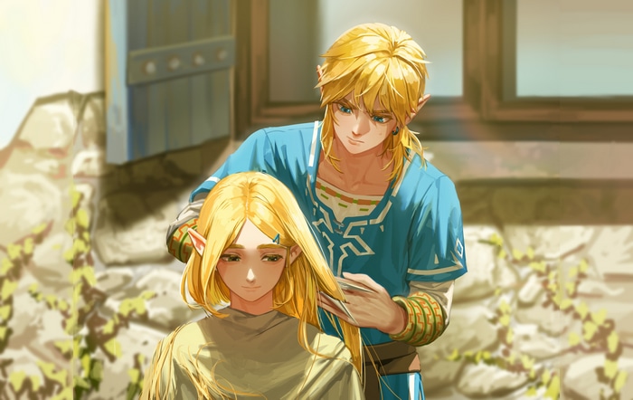 Link gives Zelda a haircut in sunlight