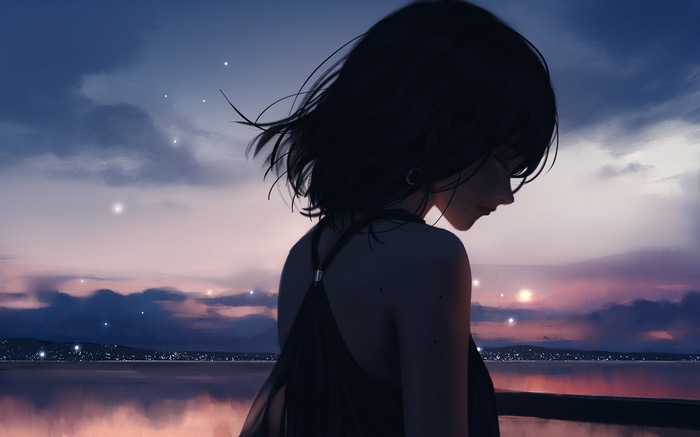 4K artwork of a woman with dark hair by Nixeu