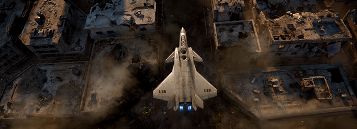 The Wandering Earth 2: Jet Flying Over Destroyed City