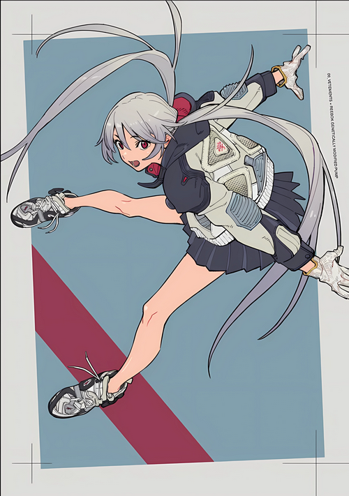 Girl with twintails wearing gloves and futuristic outfit