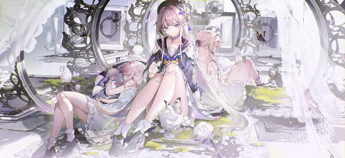 4K Honkai: Star Rail Herta with butterflies and flowers