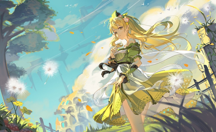 4K Anime Girl with Blonde Hair and Yellow Eyes