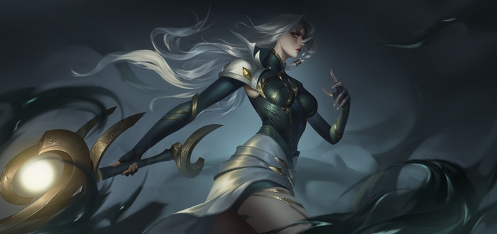 Diana from League of Legends with a staff