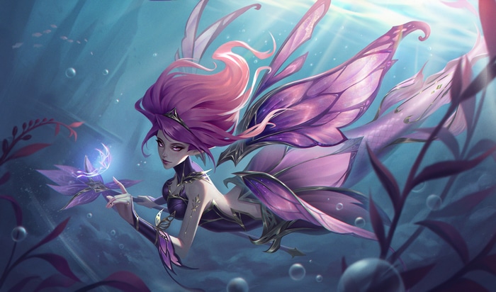 4K Nami swimming underwater in League of Legends