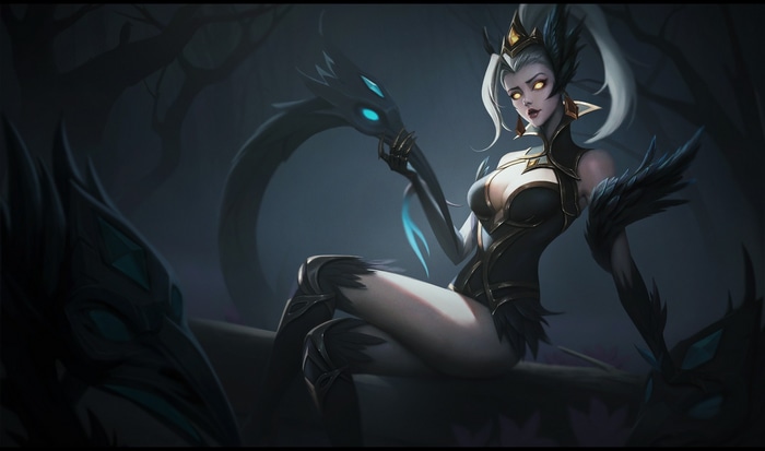 Zyra from League of Legends with a dragon companion