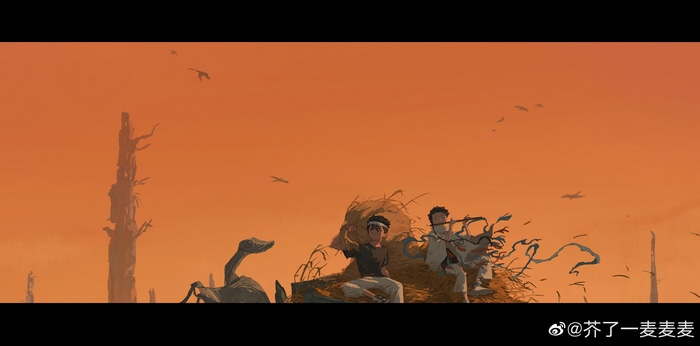 4K anime boys in a desolate landscape at dusk