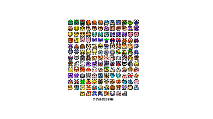 Pixel Art of First Generation Pokemon Sprites