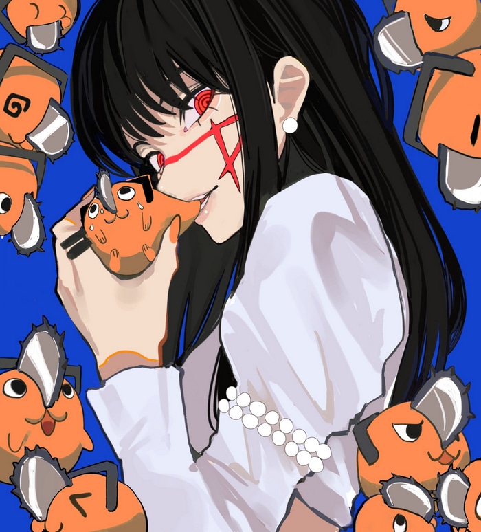 Asa Shigure and Pochita from Chainsaw Man