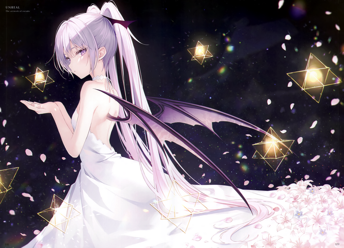 4K Rurudo artwork of a girl with wings and flowers